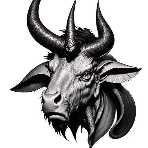 Minotaure Realistic Portrait On The Chest