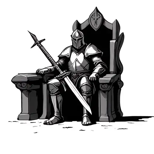 Knight On The Throne Holding A Sword