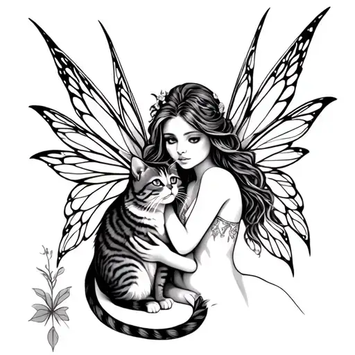 Fairy Accompanied By A Cat