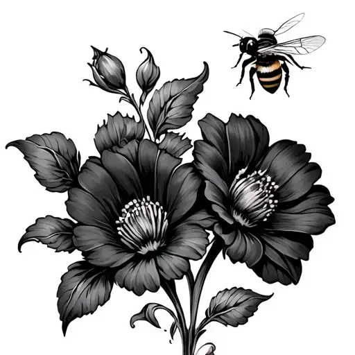 Two Flowers With A Bee