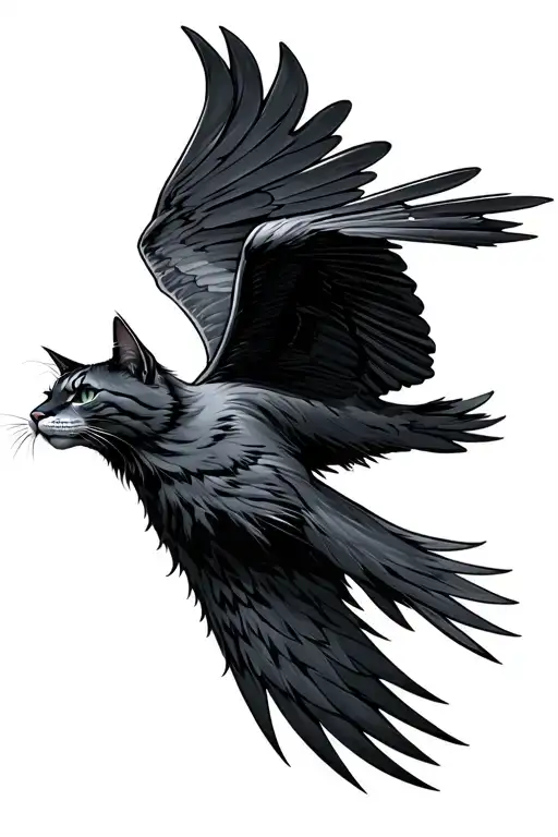 Freya Cat Raven Flying