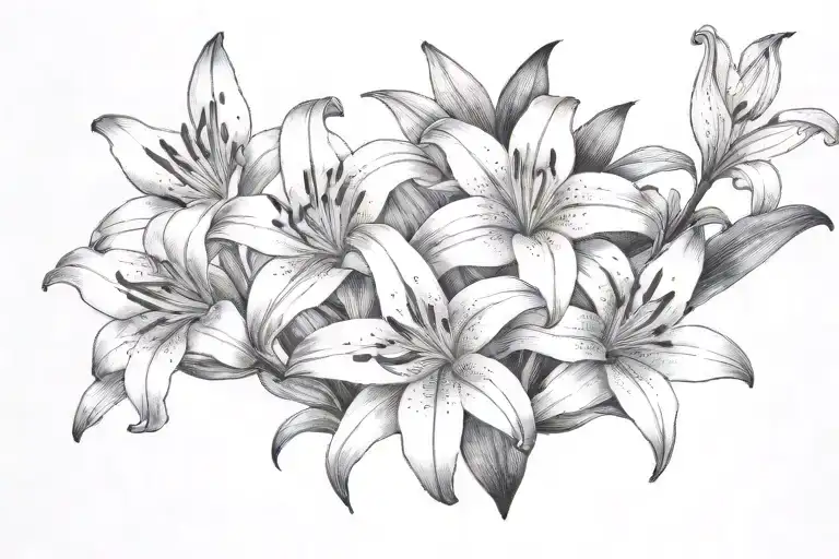 Lilies Above Black Line