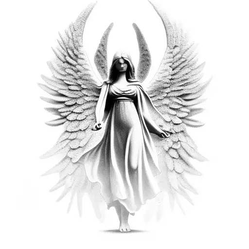 Female Angel Statue Looking To The Sky Arm Sleeve
