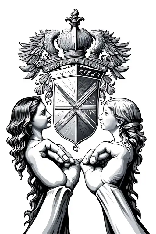 Family Holding Hands With Crest In Background Looking Through Lens