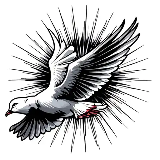 Dove Flying Sun Rays