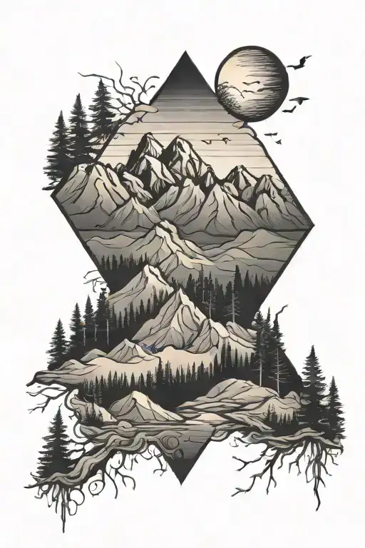 Sunset Mountains Forest