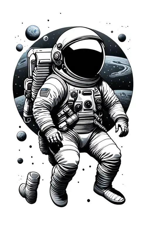 Astronaut Floating In Space Scene