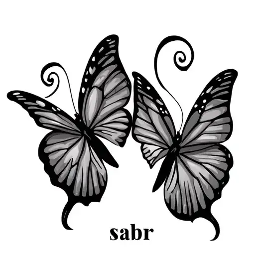 Two Butterflies Flying Together And The Word Sabr