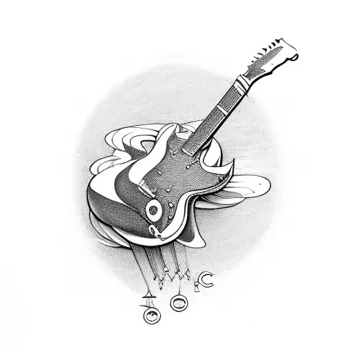 A Guitar With The Initials 'Ap' Incorporated In The Design