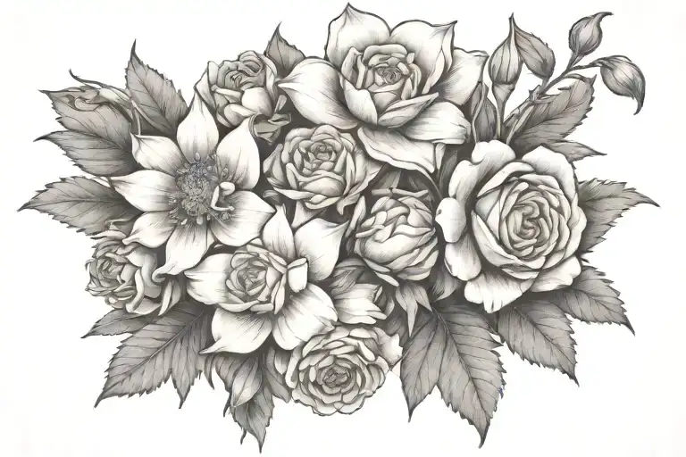 Rose Marigold And Narcissus Bouquet