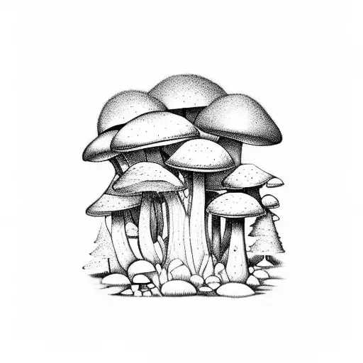 A Mystical Forest With Towering Mushrooms And Fairies Dancing Among Them