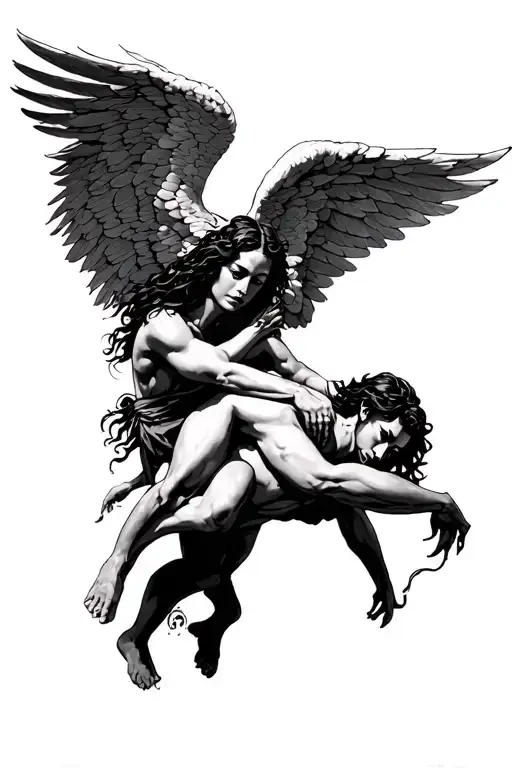 African American Angels Fighting Demons