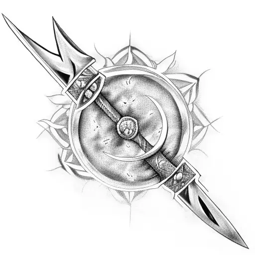 A Sword With A Ring Of Thorns Around It