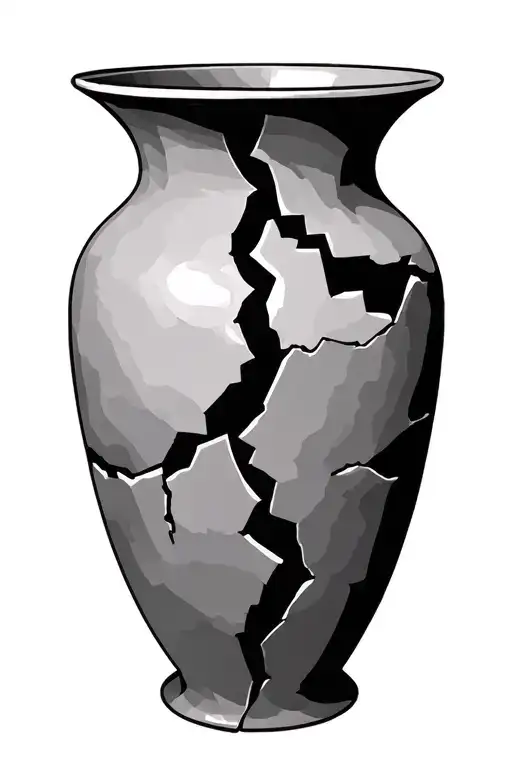 Tall Sleek Broken Vase Put Back Together