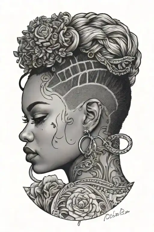 Black Woman With Fade Hair Back Facing With Knife