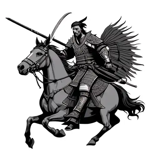 Polka Samurai Warrior Riding
