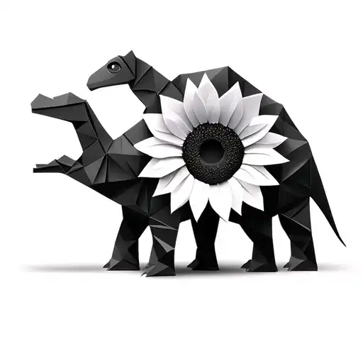 Origami Brontosaurus And Sunflower