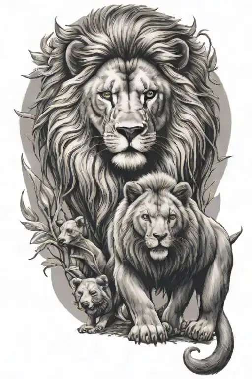 Lion And Bear Standing