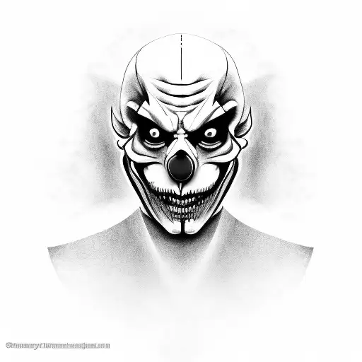 Evil Clown Face Morphing Into A Skull