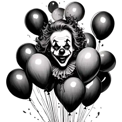 Scary Clown Inside Balloons Stuck