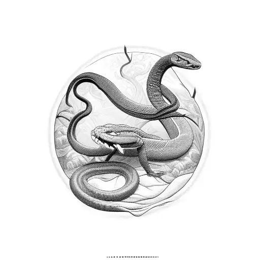 Anaconda Snake Mating Ball And Blood Orchid Flower