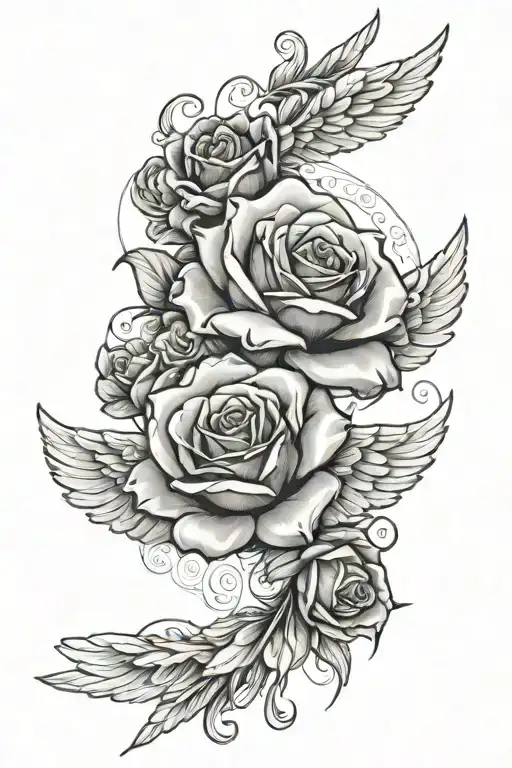 Roses Angel Wings Above