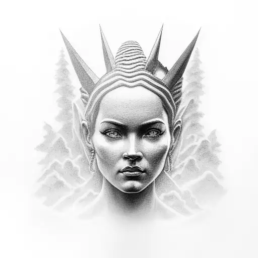 Female Andes Statue Looking To The Sky