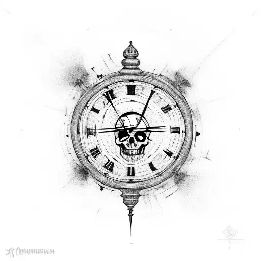 Clock With Skull And Web