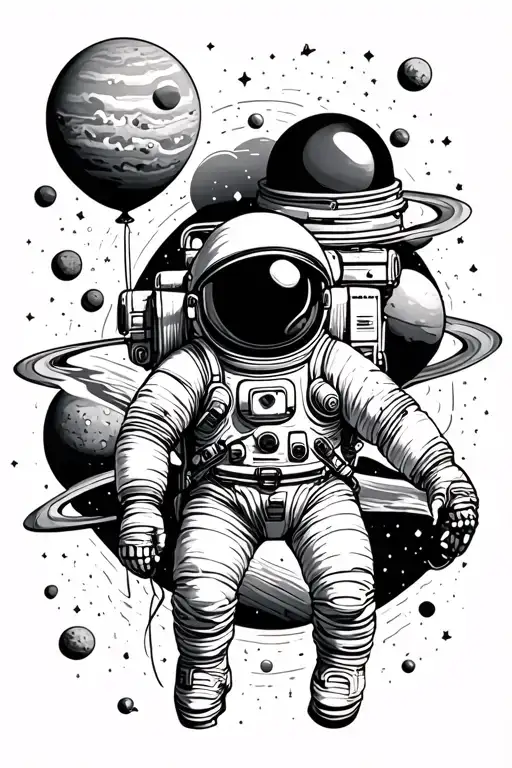 Astronaut And Planets Balloon