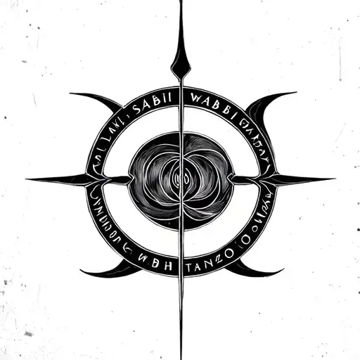 Minimalistic Style Of Enzo Symbol Combined With Words Wabi Sabi