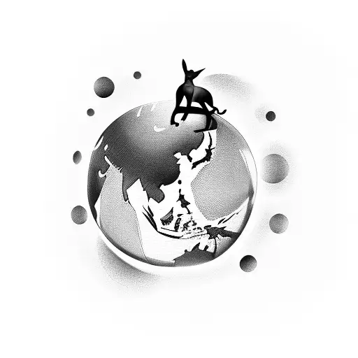 A Silhouette Of A Dog Sitting On A World Globe