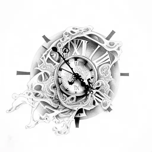 Clock With Skull And Web