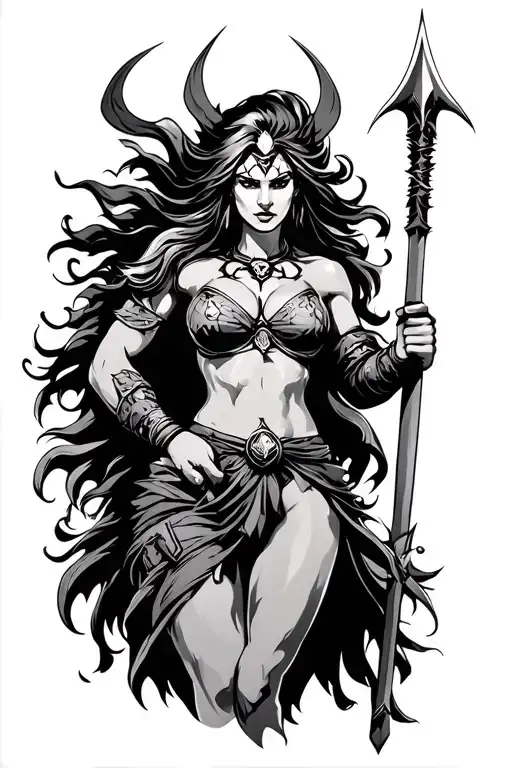 Ares As A Women With Spear