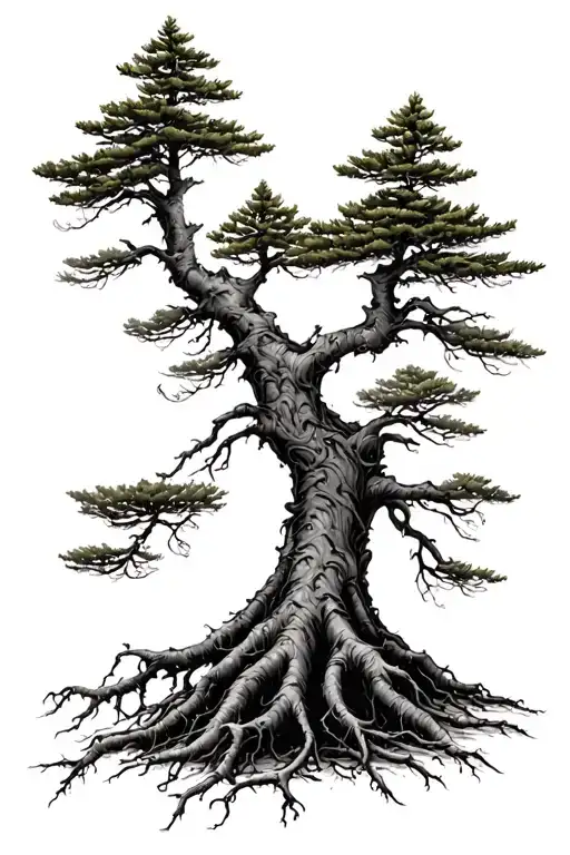 Scot Pine Tree With Roots Growing