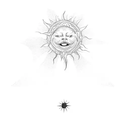 A Sun With A Symbol On It