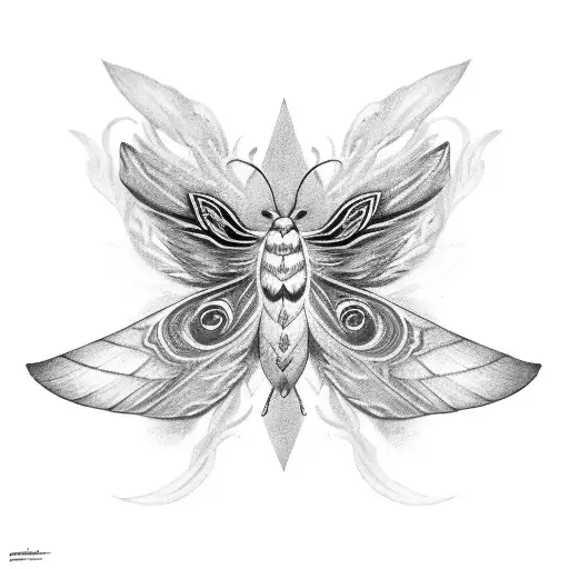 Front Facing Moth With Outspanned Wings