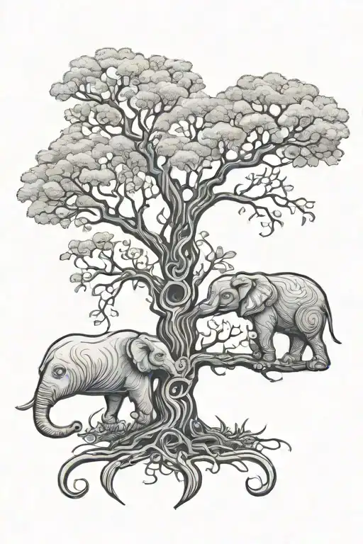 Tree Of Life With Opossum And Elephant
