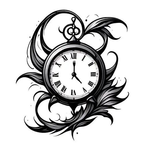 Simple Clock Tatoo Design