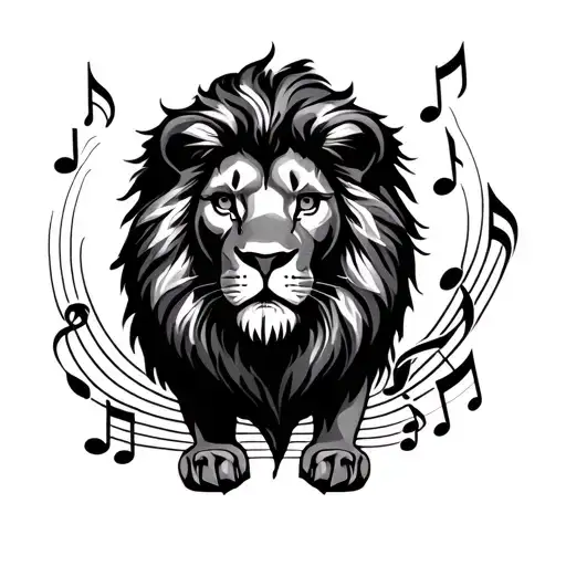 Lion Surrounded By Music