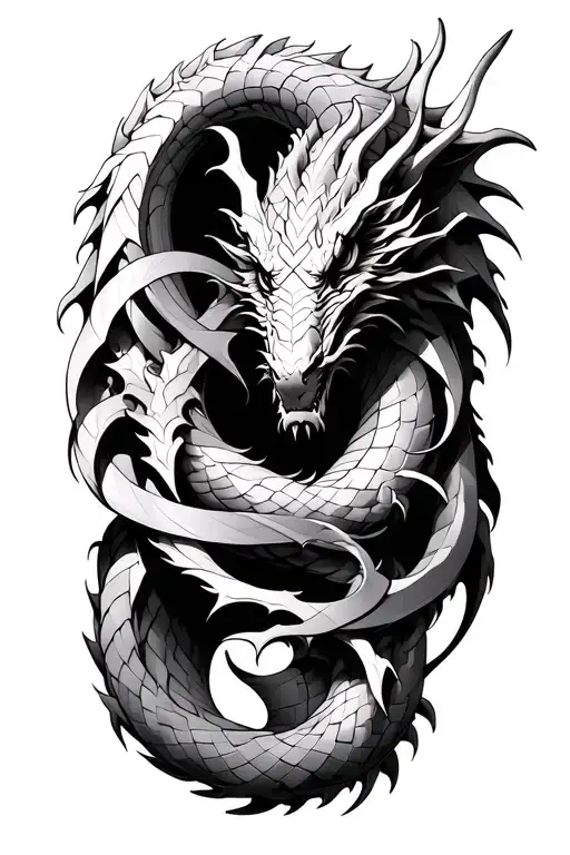 A Dragon Tangled In An Intricate Mc Escher-inspired Optical Illusion