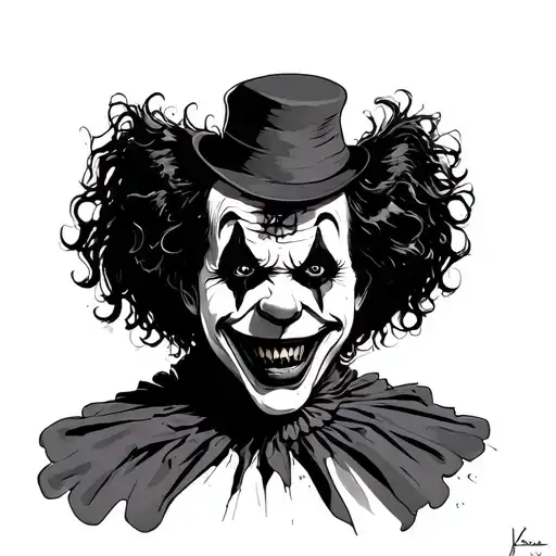 Crazy Scary Clown In Sketch Style