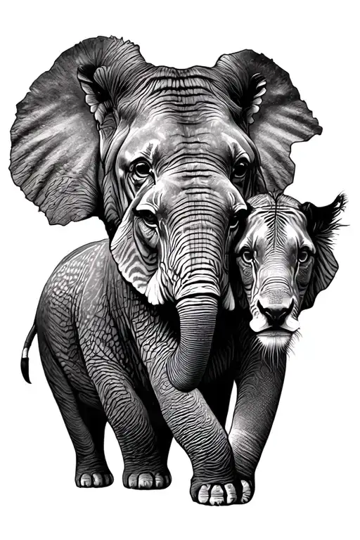 African Big 5 Animals Inside African Continent Filled