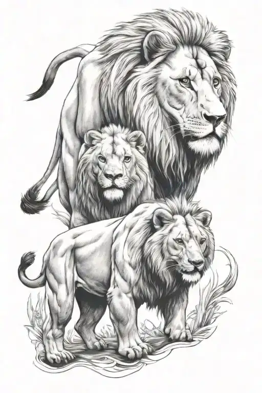 Lion And Bear Standing Proudly