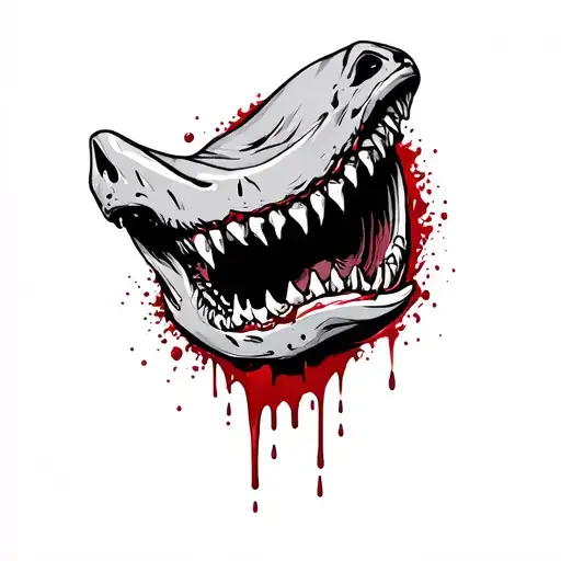 Shark Jaw Bone With Blood Dripping