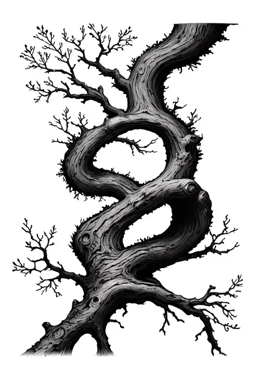 Tree Trunk Branches Curving Around Arm