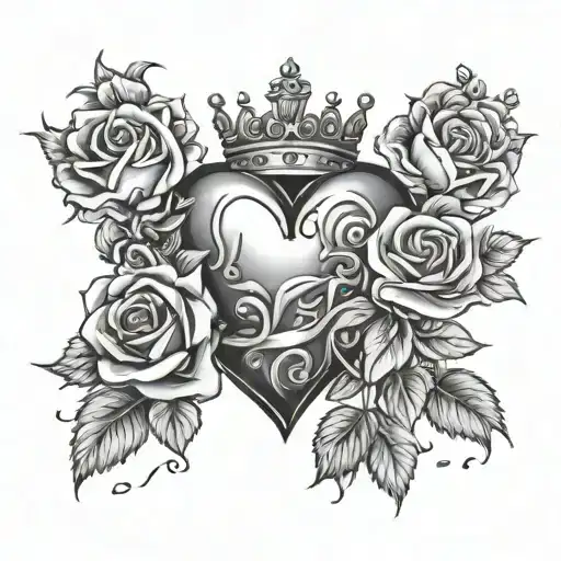 A Heart With Roses And A Crown