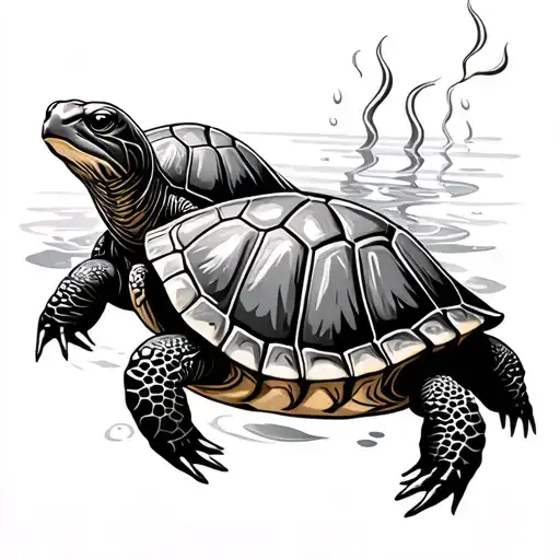 Two Baby Snapping Turtles Swimming