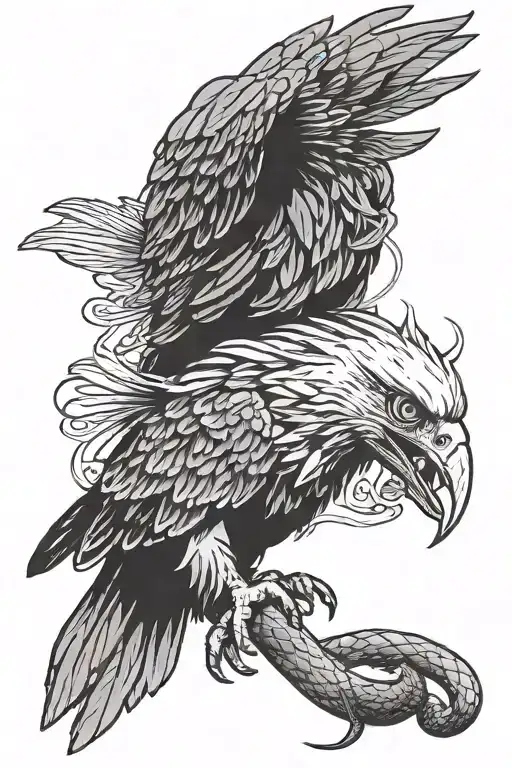 Eagle Eating A Snake Eating A Rat Holding