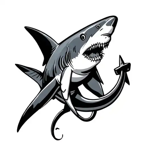 Shark With A Groove Of An Anchor