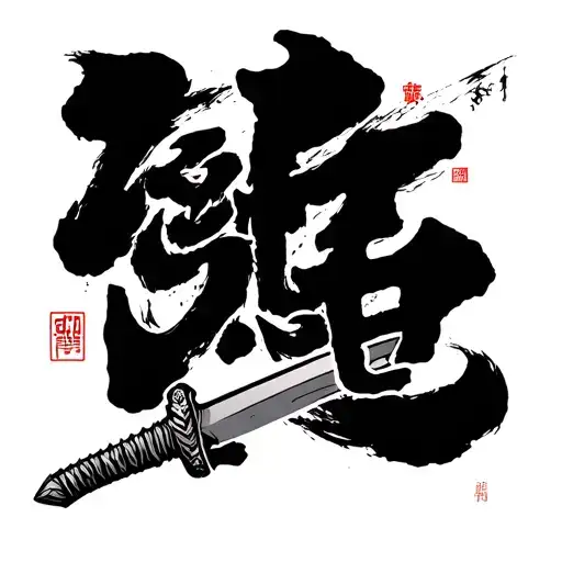 Sword And Word Kaizen Japanese Characters Combined